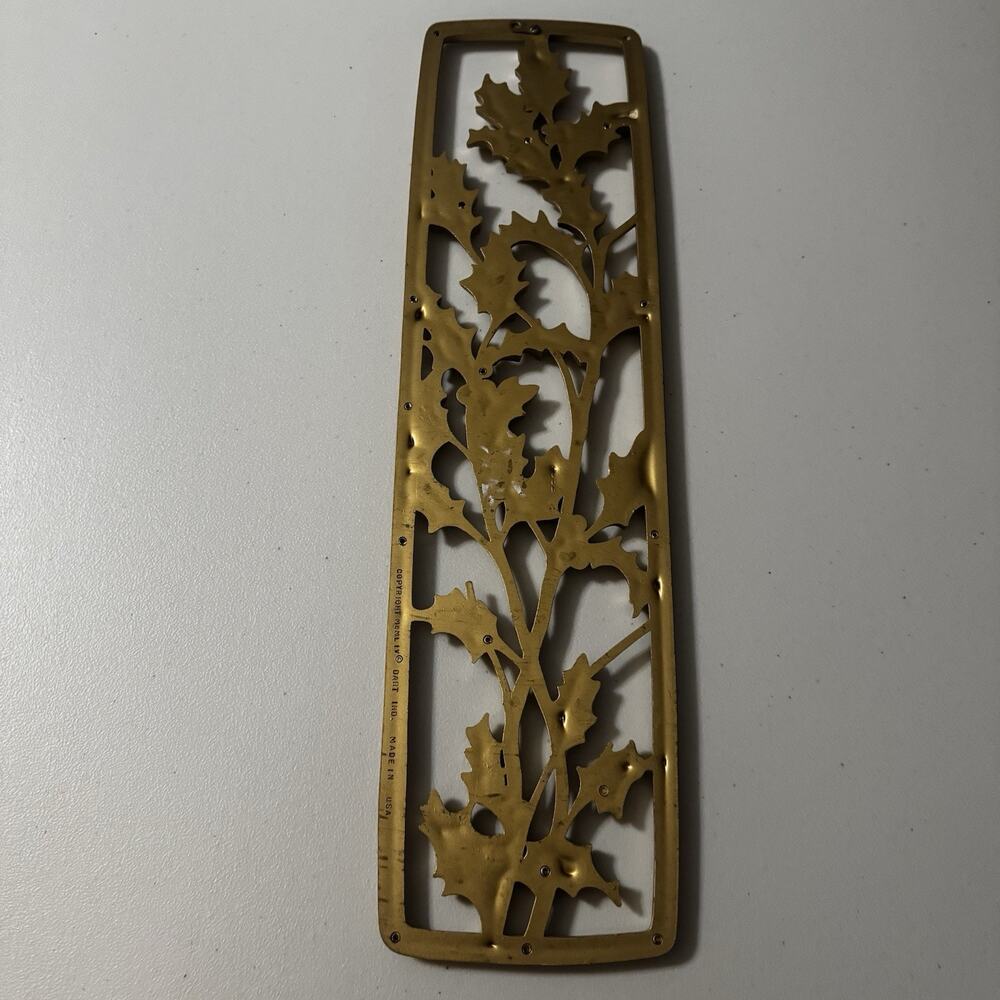 Vintage Christmas Dart Gold Holly Berries Wall Panel 1954 MCM Hollywood Regency - Picture 2 of 14